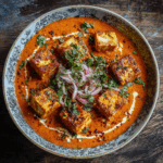 Close-up of creamy Paneer Makhani served in a bowl garnished with fresh coriander and butter.