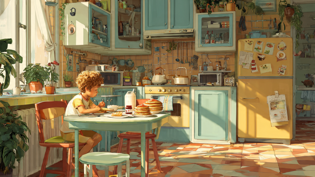 Childhood food favorites — jam sandwiches and milk