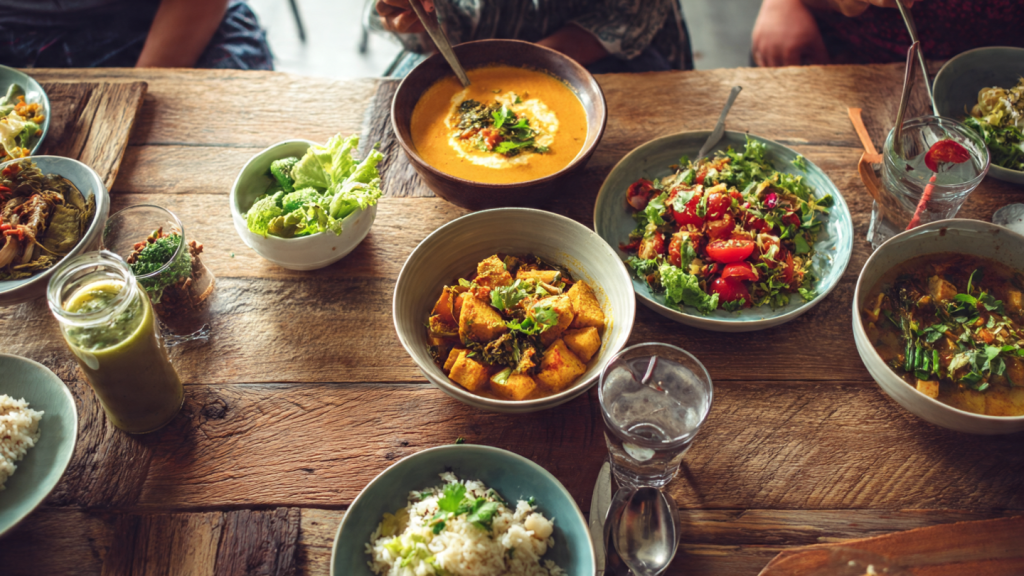 Family enjoying a home-cooked meal
