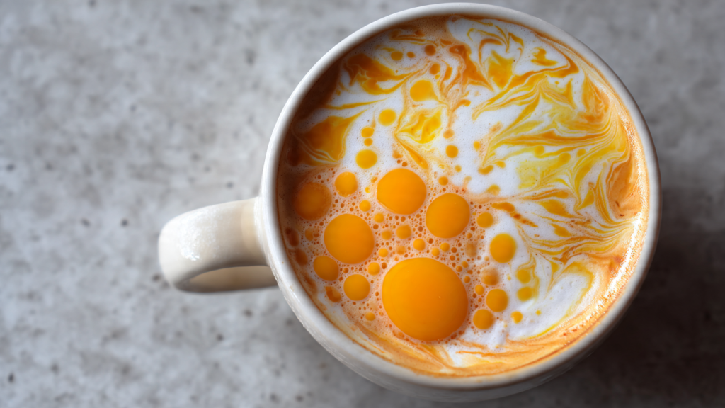 egg yolk latte art viral coffee trend photo
