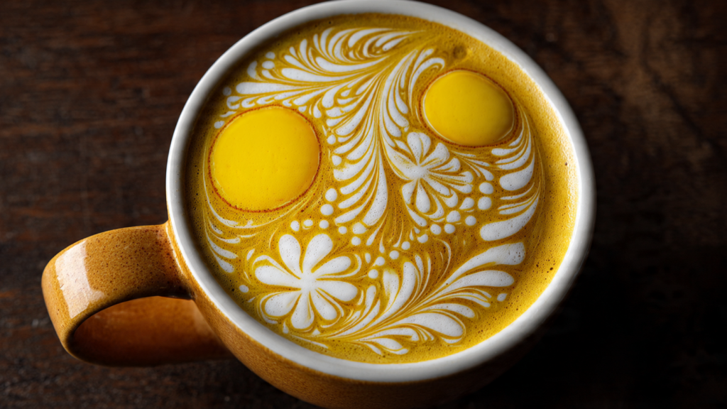 egg yolk latte art viral coffee trend photo