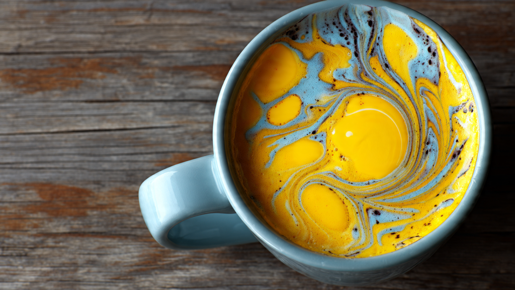 egg yolk latte art viral coffee trend photo