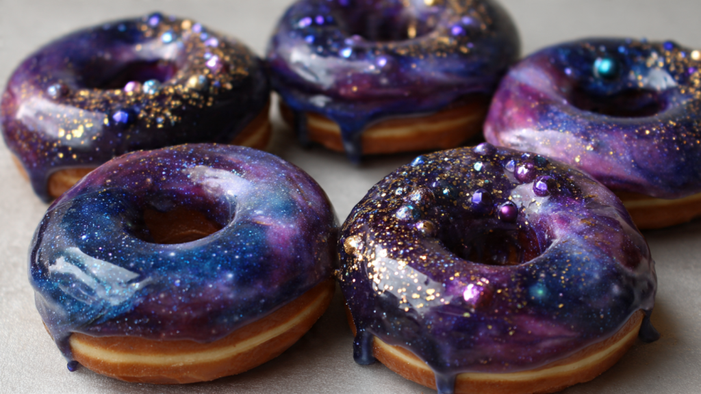galaxy doughnuts purple blue glaze viral food photo