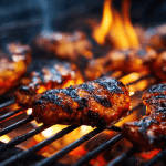 Grilling chicken on charcoal for smoky flavor and juicy texture