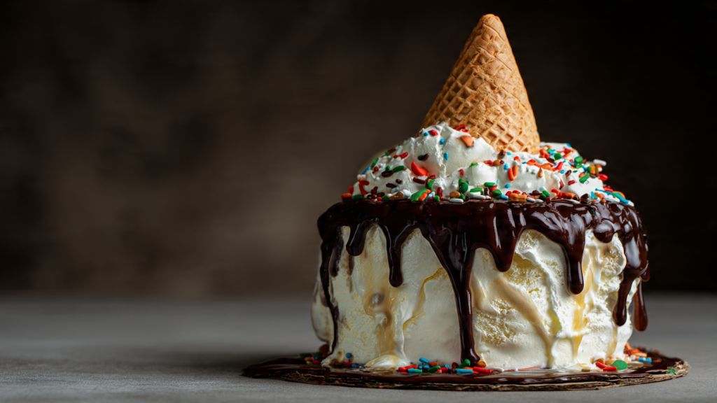 melted ice cream cake design viral dessert photo