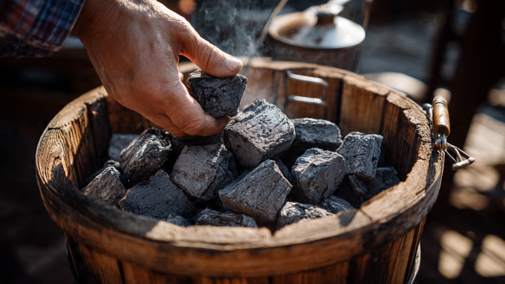 Preparing charcoal grill for grilling chicken