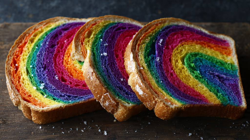 rainbow toast colorful food trend viral photo