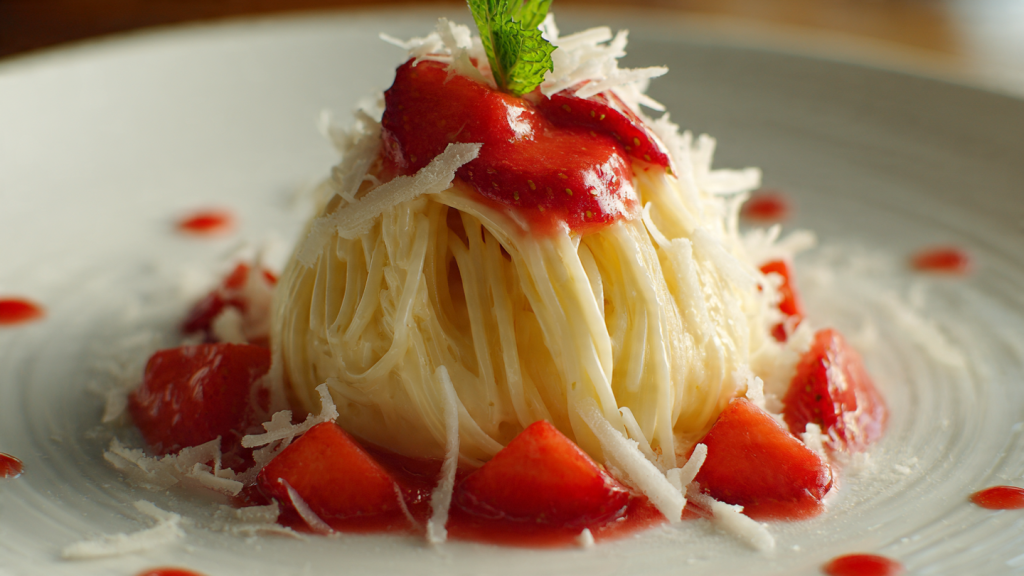 spaghetti ice cream dessert viral food photo