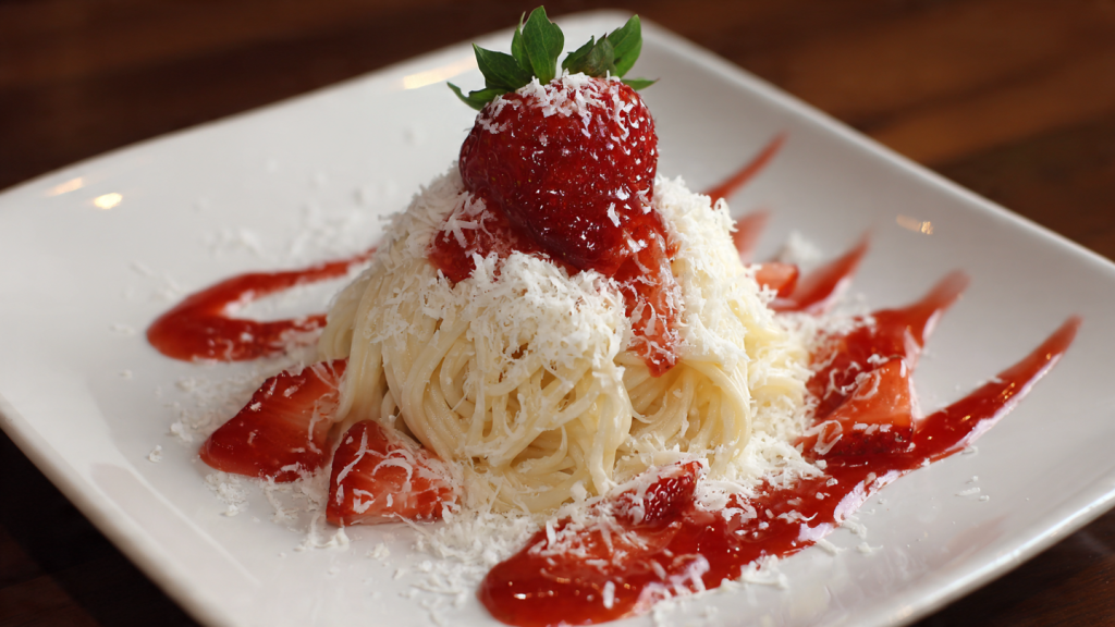 spaghetti ice cream dessert viral food photo
