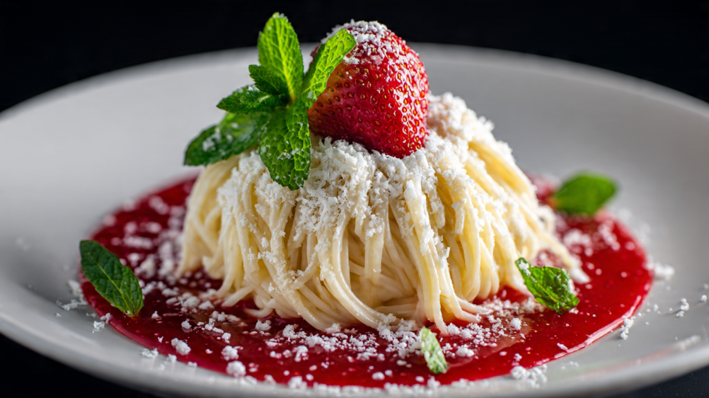 spaghetti ice cream dessert viral food photo