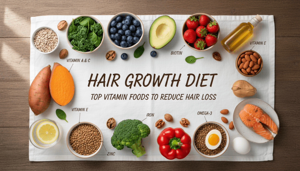 Hair Growth Diet: Top Vitamin Foods to Reduce Hair Loss