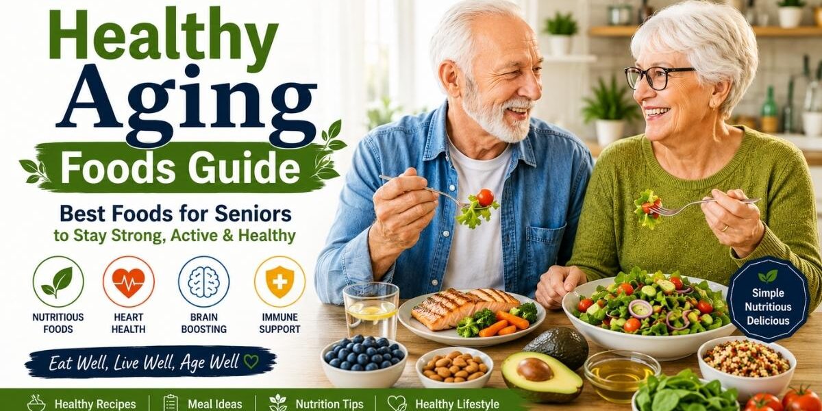Healthy Aging Foods Guide for seniors with nutritious meals and healthy lifestyle tips